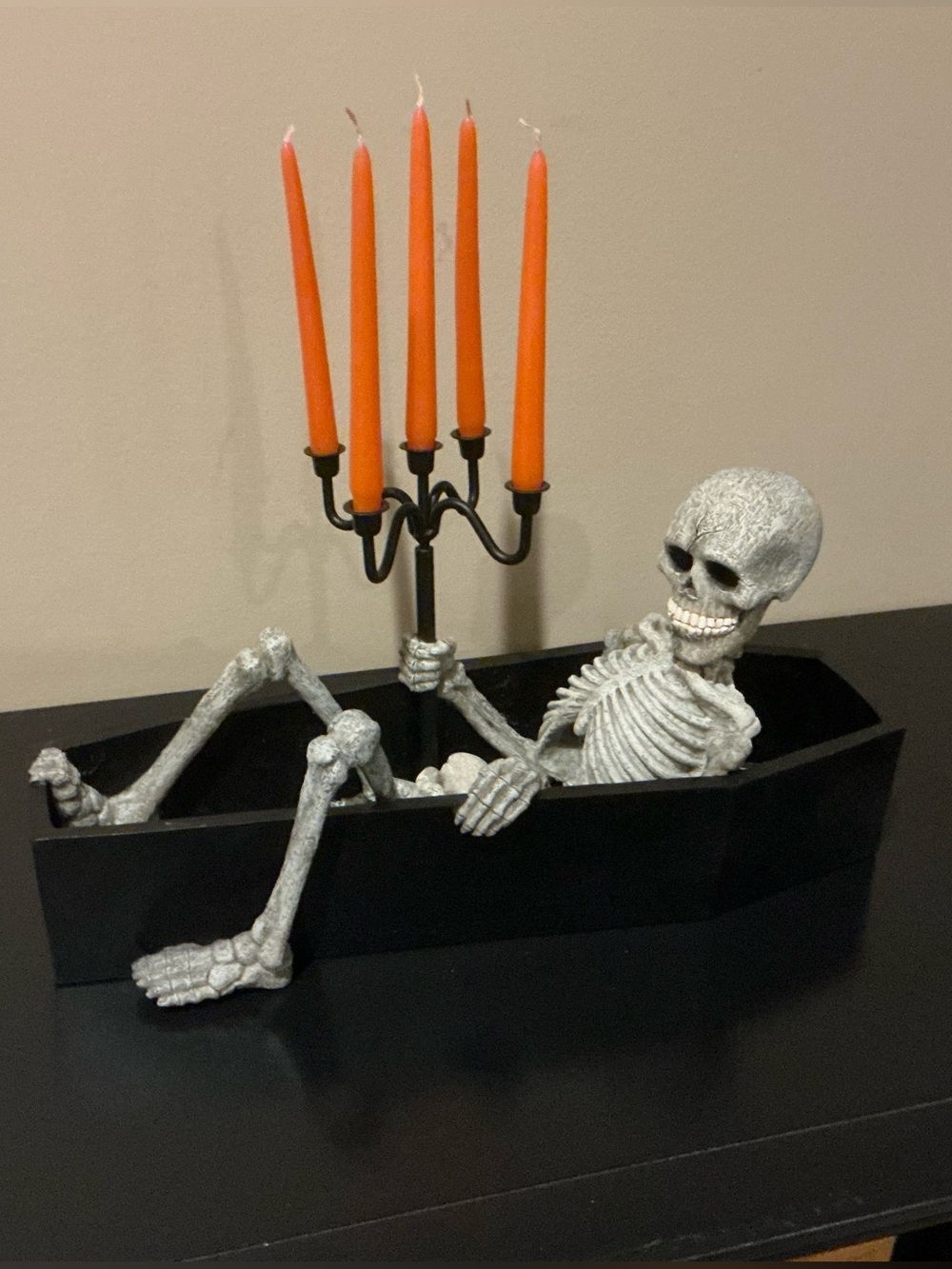 AMAZING Skeleton in Coffin Halloween Decor